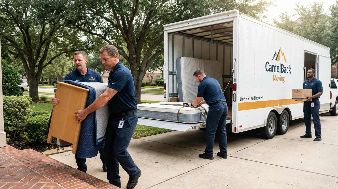 Crew loading residential truck for cross-state move from Morton, PA