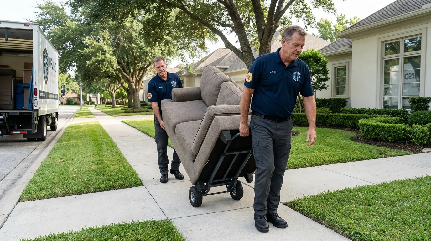 Local residential moving crew loading furniture in Morton, PA